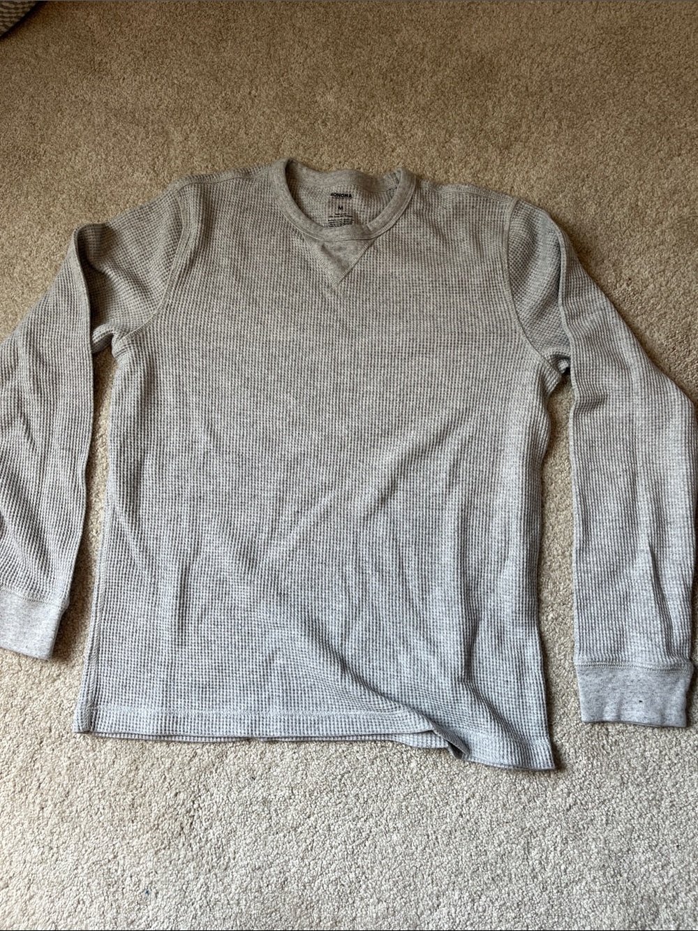 Sonoma Light Gray Crewneck Waffle Knit Sweater
